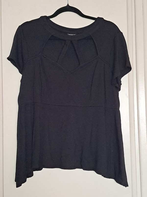 Torrid 2 Black Peplum Cage Blouse Goth