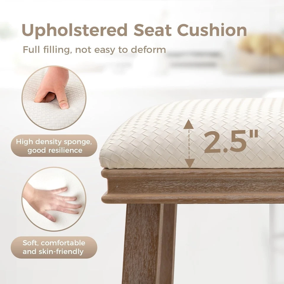 24" Bar Stool Counter Height Barstool Set of 4/3/2/1 PU Leather Dining Chair - Image 3 of 4