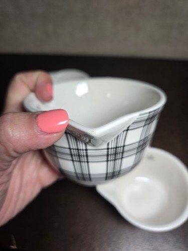 Set 4 Robert Stanley Black White Plaid Porcelain Measuring Cup Baking See Pics - Picture 9 of 17
