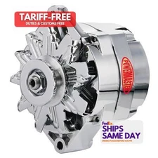 Powermaster 17127, One Chrome 85Amp Delco Alternator 1 Wire Performance Parts