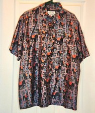 Paul's International Men's XL Multicolor Silk Woven SS Elephant Print Button-Up