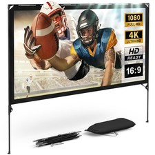 80 Inch HD Outdoor Movie Screen, Portable Outdoor Projector Screen and Stand ...