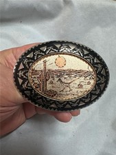 Vintage Desert Scene With Road Runner Belt Buckle