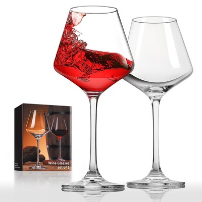 Wine Glasses Set of 2 16OZ Wine Glasses HandBlown Crystal Glass Red Wine Glasses