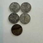 1939-1945 Lot Of 5 Walking Liberty 90% Silver VF-XF Half Dollar 50 Cent