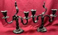 Set of 2  VINE LEAF & FLOWER CANDELABRA Unbranded Creepy Gothic Vibe