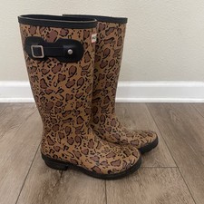 Hunter Original Tall Leopard Print Wellington Rain Boots Girls Size 5
