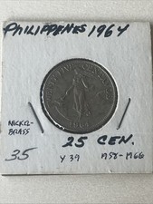 1964 Philippines 25 Centavos Coin Y 39