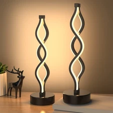 Bedside Lamps Set of 2, Black Lamps for Living Room, Dimmable LED Nightstand ...