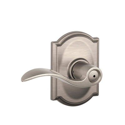 #ad Schlage Accent Satin Nickel Privacy Bed Bath Door Handle with Camelot Trim $22.99