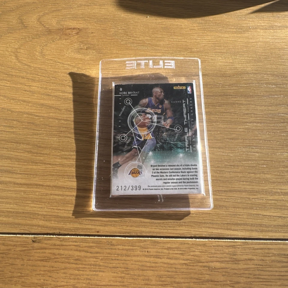 2010 Kobe Bryant PANINI THREADS TRIPLE THREAT JERSEY # 212 - Image 2 of 3