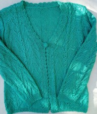 Handarbeit: Damen-Strick-Jacke  grün/türkis  Gr. S /36 - 38 leicht & fein - Top!