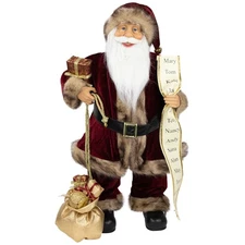 Northlight 24" Woodland Standing Santa Claus Christmas Figure Name List Gift Bag