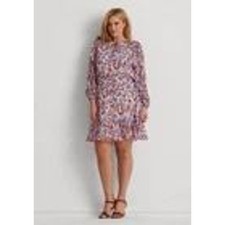 Lauren Ralph Lauren Floral Georgette Dress Women's 16W Flirty Blue Ruffle Boho