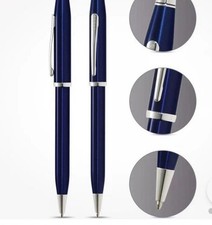 Cross Classic Century Ballpoint Pen Translucent Blue Lacquer, Chrome Trim