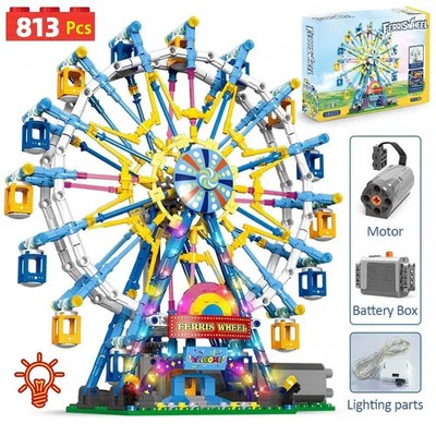 ZKZC City Friends MOC Rotating Ferris Wheel Building Blocks Electric Bricks with