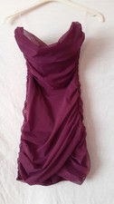 Ladies Purple Bodycon Strapless Stretchy Ruched Mini Dress. Size 6. Oh Polly