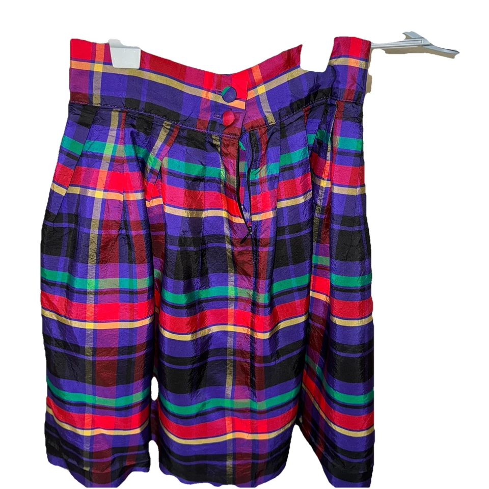 复古 Espirit 90 年代打褶 A 字女学生裙格子学院风 7/8 码或小号 — 第 3/4 张图片