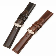 Men Genuine Leather Watch Strap Band with Spring Bar Replacement Brown 18/22mm