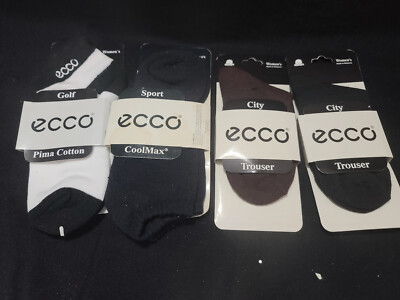  Lot 4x  Women s ECCO Golf Sport City Trouser Pima Coolmax Ankle Socks Sz 9-11 
