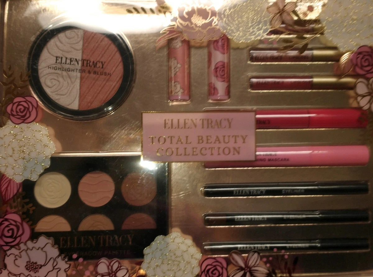 Ellen Tracy Beauty Essential Set Lip Gloss Eyeshadow Palette Mascara NIB