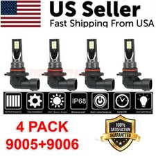 9005 9006 Led Headlights Kit Combo Bulbs 8000k High Low Beam Super White Bright