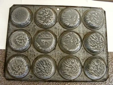 VTG Graniteware Enameled Shallow 12 Muffin Pan Grey Speckle 15 1/4" x 11 1/2"