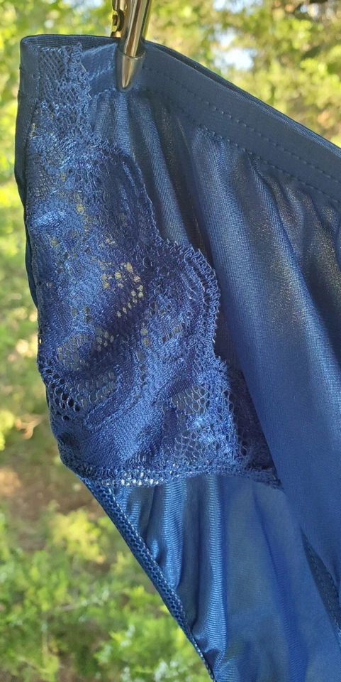 Panty de Bikini Shadowline Floral ENCAJE Brillante Nylon Sedoso 6/M AZUL 11182 Lo último Foto 2 de 4