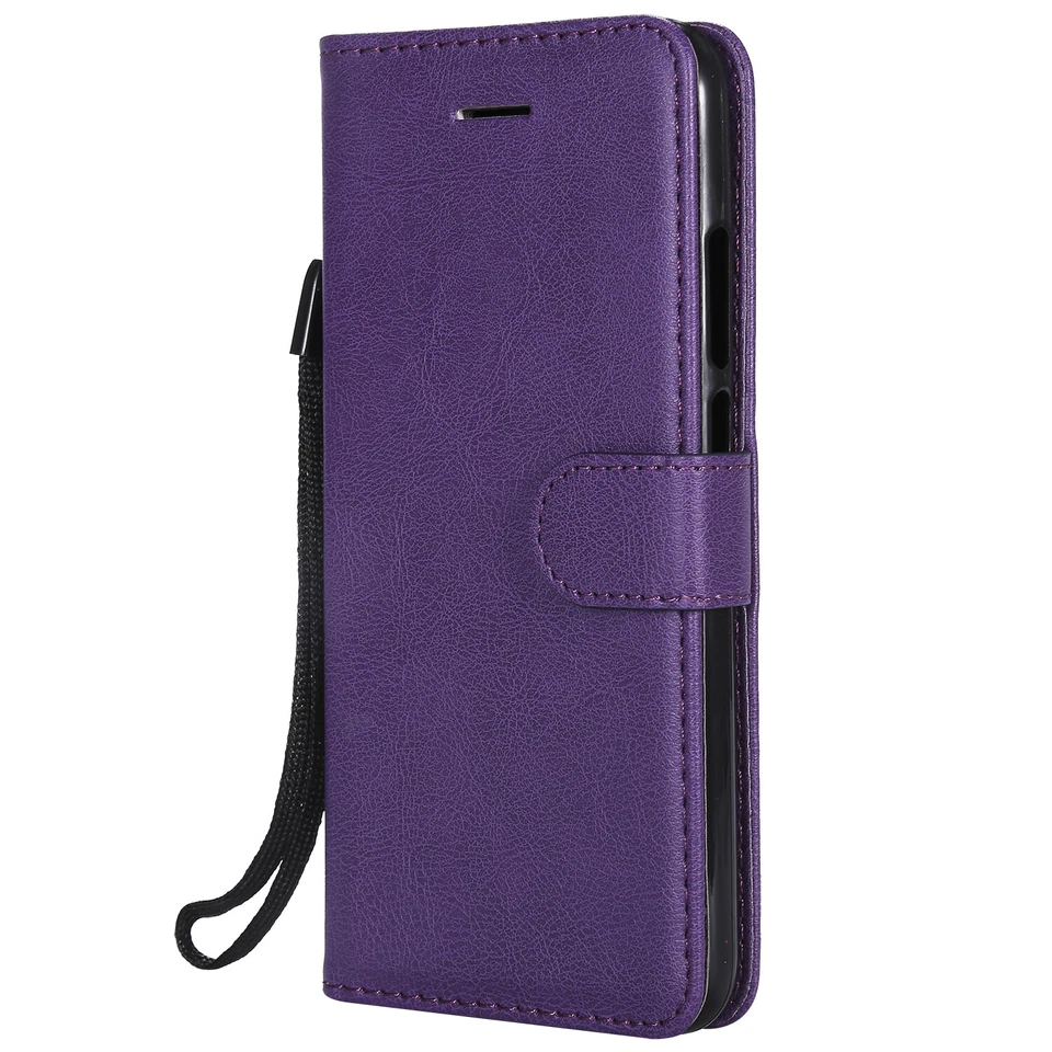 Solid Retro PU Leather Flip Wallet Case Phone Cover for Huawei Y7 Y5 Y9 Y5P Y6P - Image 4 of 4