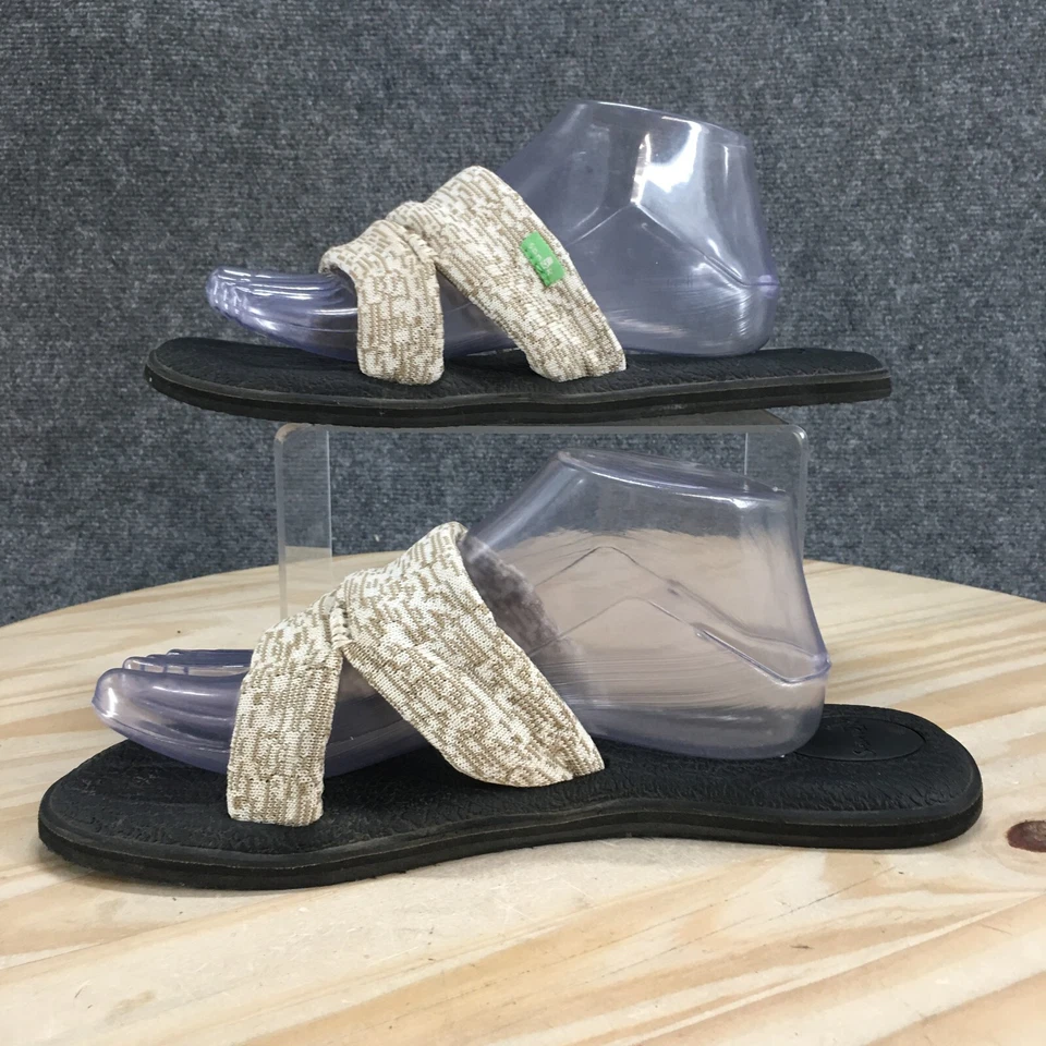 Sandalias Sanuk Mujer 10 Estera de Yoga Capri Tejido Toboganes Planas Beige Informales 1099409 Foto 2 de 4