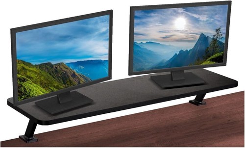 Ergonomic Mounted Monitor Riser - Extra-Wide Clamp-on Desk Shelf, 39.4" Black - Picture 8 of 10