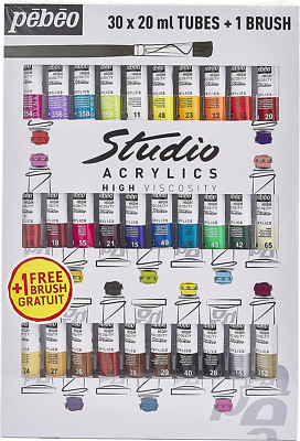 PEBEO Fine Studio Acrylics High Viscosity, 28 Piece Set, Set of 30 x 20 ml, 20