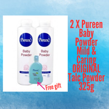 2 X Pureen Baby Powder Mild Caring ORIGINAL Talc Powder 325g with Free gift