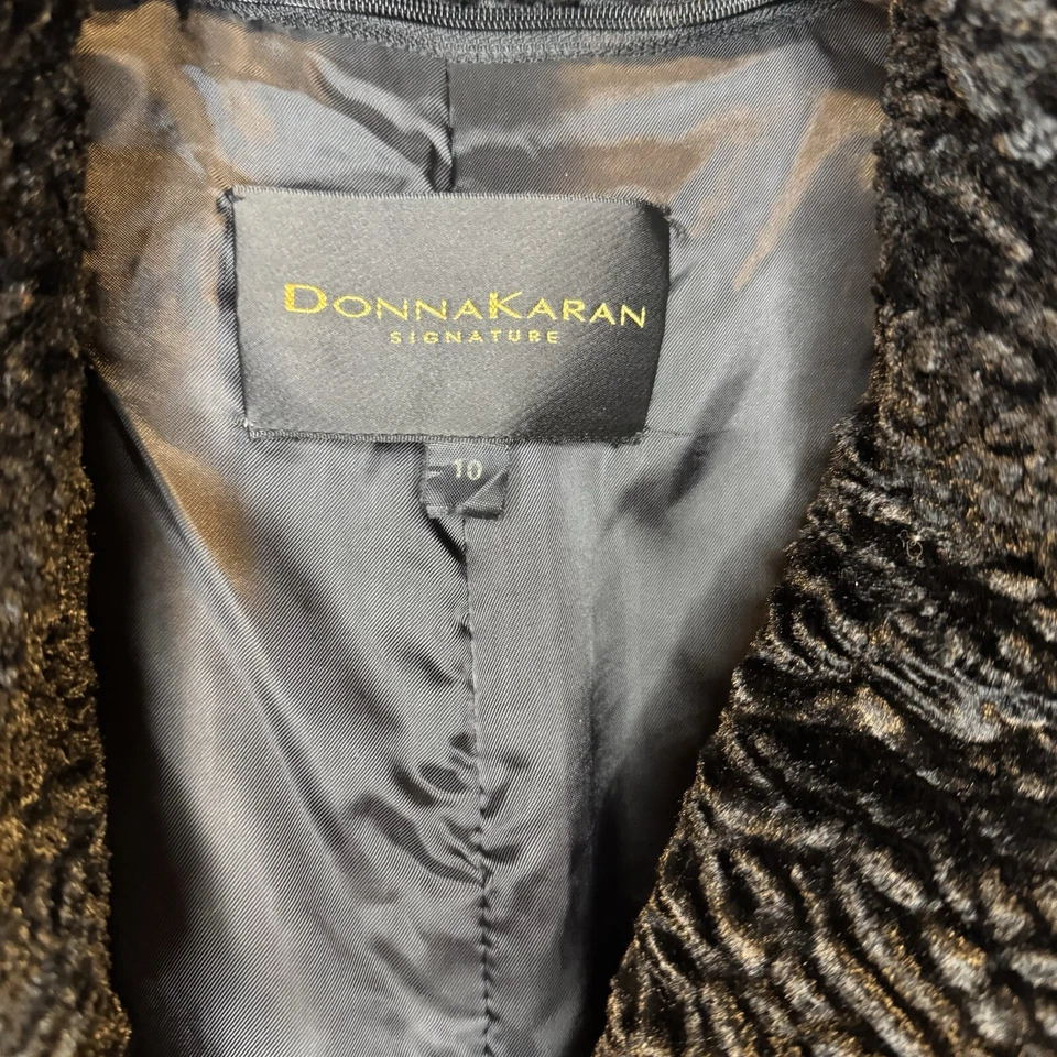 DONNA KARAN Nylon Trench Coat w/removable Fur Belted Women’s Sz 10 Weatherproof - Image 4 of 4