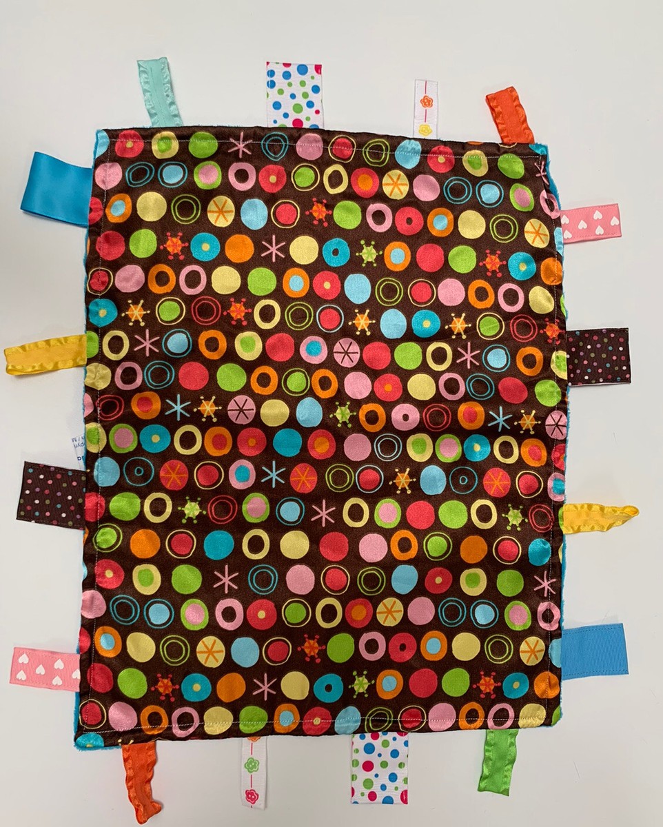 Baby Tag Blanket Sensory Lovey Toy Satin Minky 14