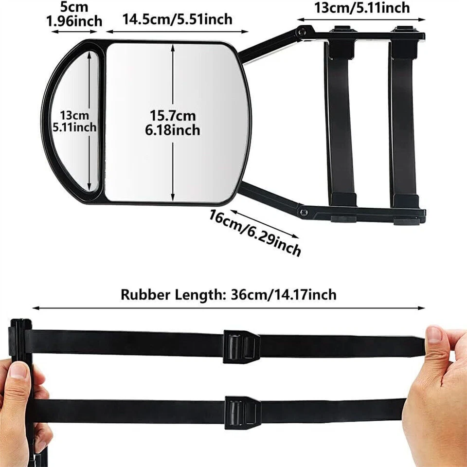 2p For Trailer Safe Hauling Adjustable Extension Universal Clip-On Towing Mirror Foto 3 de 4