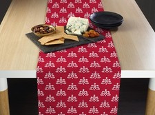 Christmas Trees Scroll Red Table Runners - 12"x72" or 14"x108"