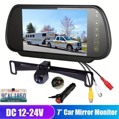 7"TFT LCD Car Rear View Mirror Monitor System Night Vision Backup Camera Parking