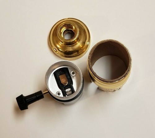 BRASS PLATED 3-WAY TURN KNOB LAMP SOCKET WITH LARGE 1/2" HOLE 1/4IP NEW 306061J - Picture 4 of 6