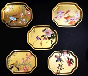 Vintage English Trays. Set of 5. Songbirds. Wall decor. Elite of England