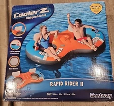 Bestway CoolerZ Rapid Rider 95 Inch Inflatable 2 Person Pool Tube Float, Orange