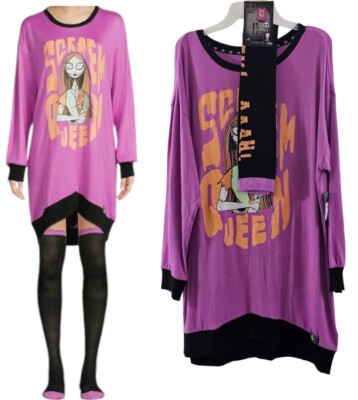Disney's SCREAM QUEEN Halloween 2 Piece Purple Sleepwear Sleepshirt & Socks Set