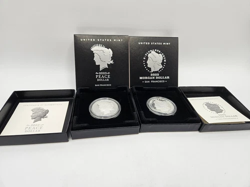 🌟 2023-S Proof $1 Morgan and Peace Silver Dollar SET w/ OGP & COA