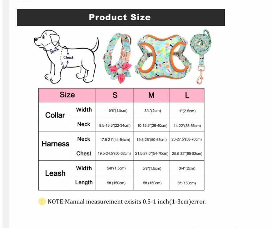 Dog Harness, Collar & Lead Summer Fun  Set