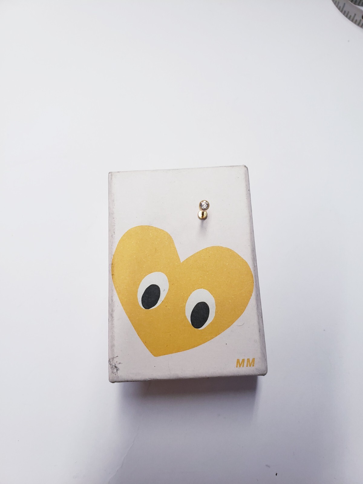 Maison Miru TINY SAPPHIRE THREADED FLAT BACK EARR… - image 1