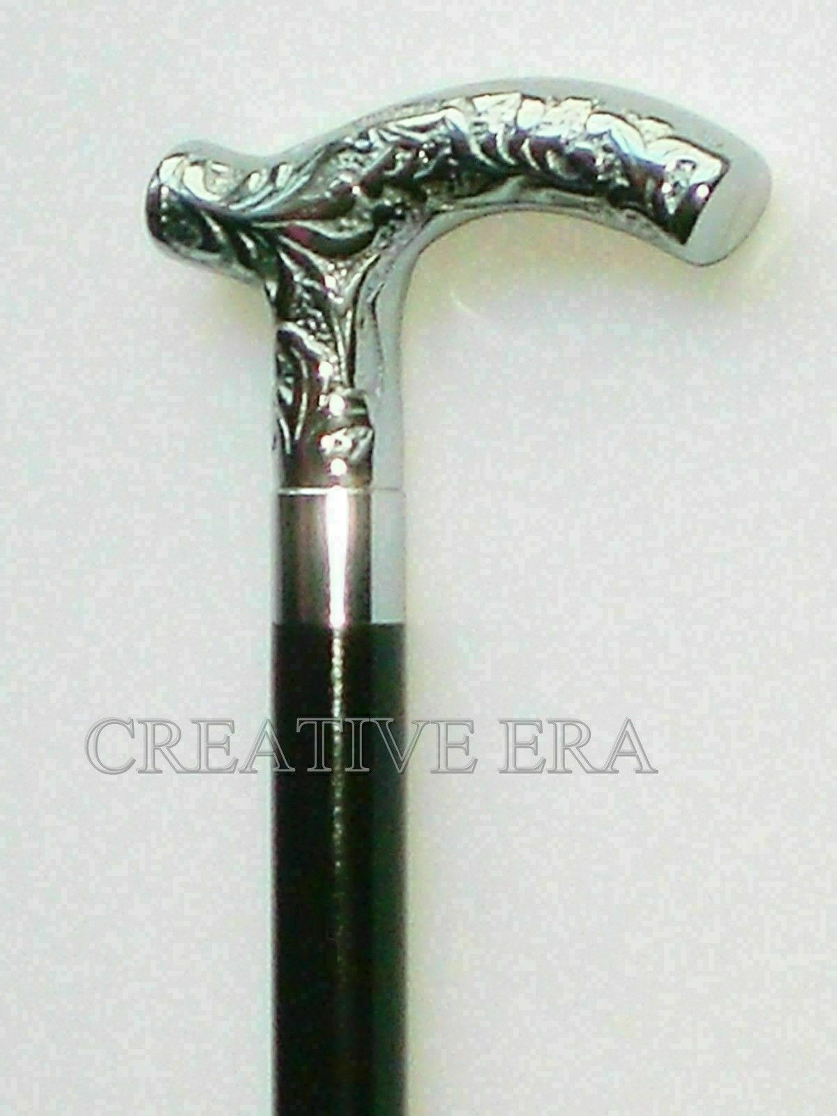 Solid Brass Designer Silver Head Handle Cane Blac… - image 2