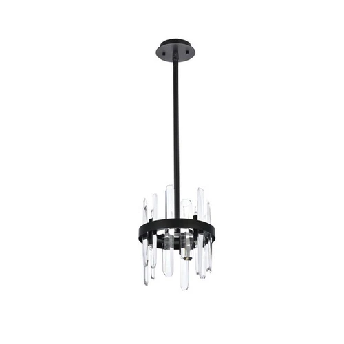 Elegant Lighting Serena 10" Round Modern Iron and Crystal Pendant in Black - Picture 3 of 8