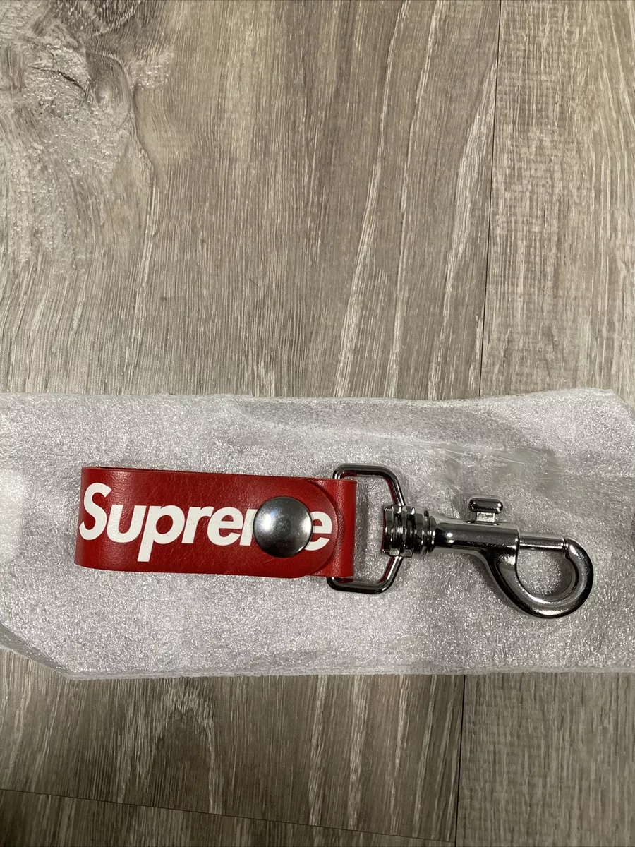 Supreme Red Box Logo Leather Key Loop Keychain FW21 DS AUTHENTIC