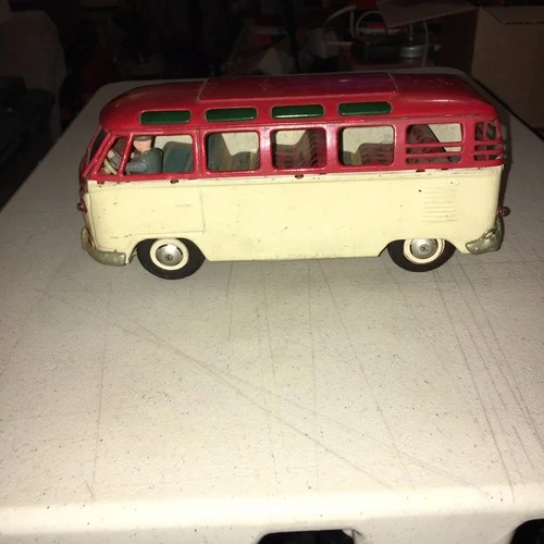 Vintage Tin Battery Operated Bandai Volkswagen Samba Bus Van Japan Rare