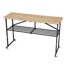 Portable Folding Workbench Workshop Tool Storage 68x21 inch Adjustable Heights
